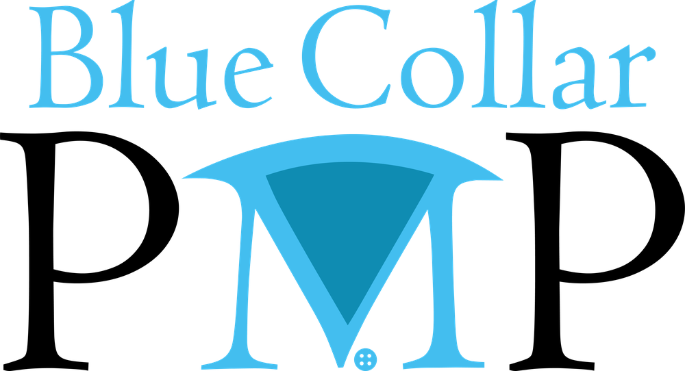 BlueCollarPMP logo: from the tool belt to the project schedule